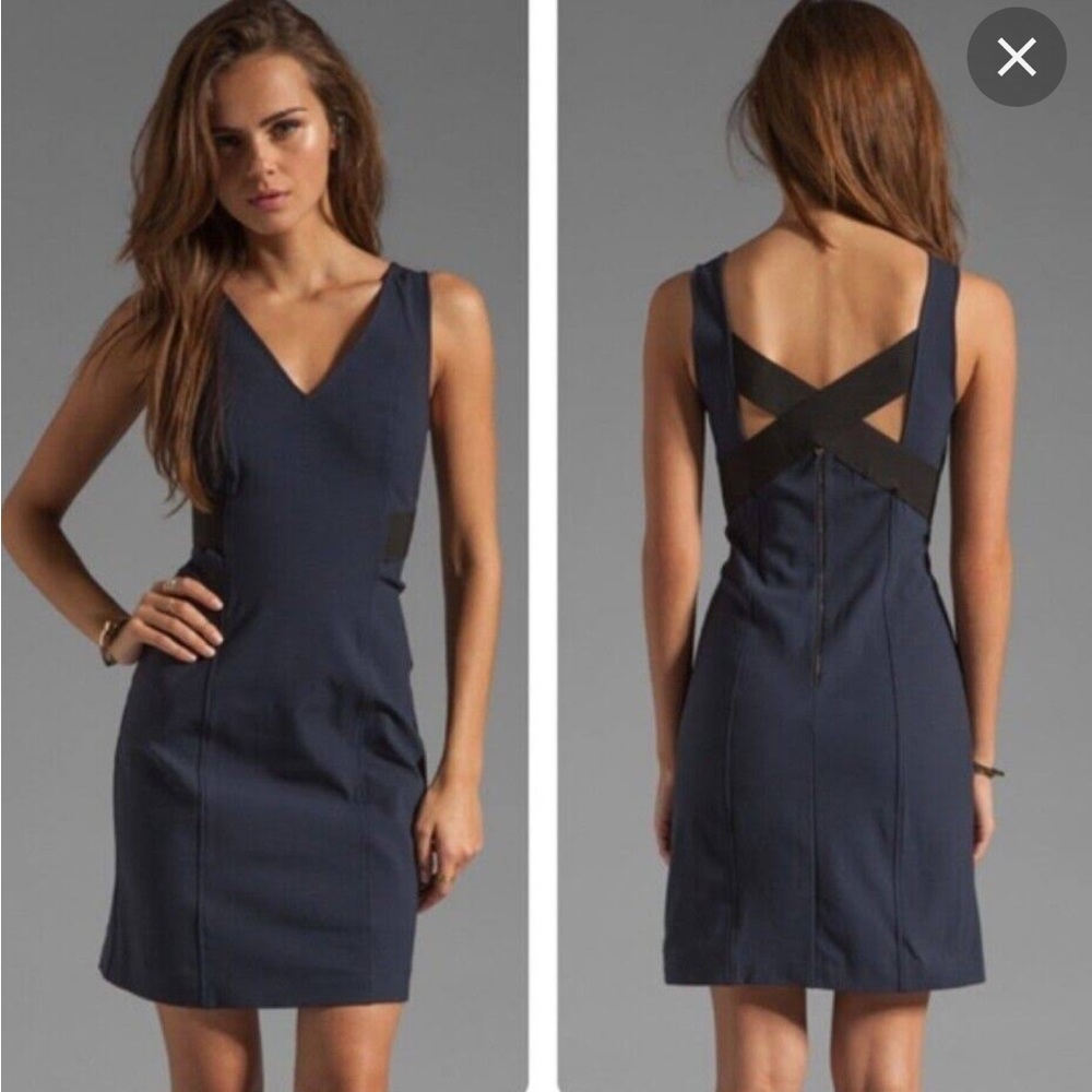 NWOT Theory Quanda Stretch Navy Criss Cross Back Dress Size 6